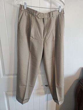 Men's Nordstrom Dress Pants - Taupe Pleated Trousers Size 33